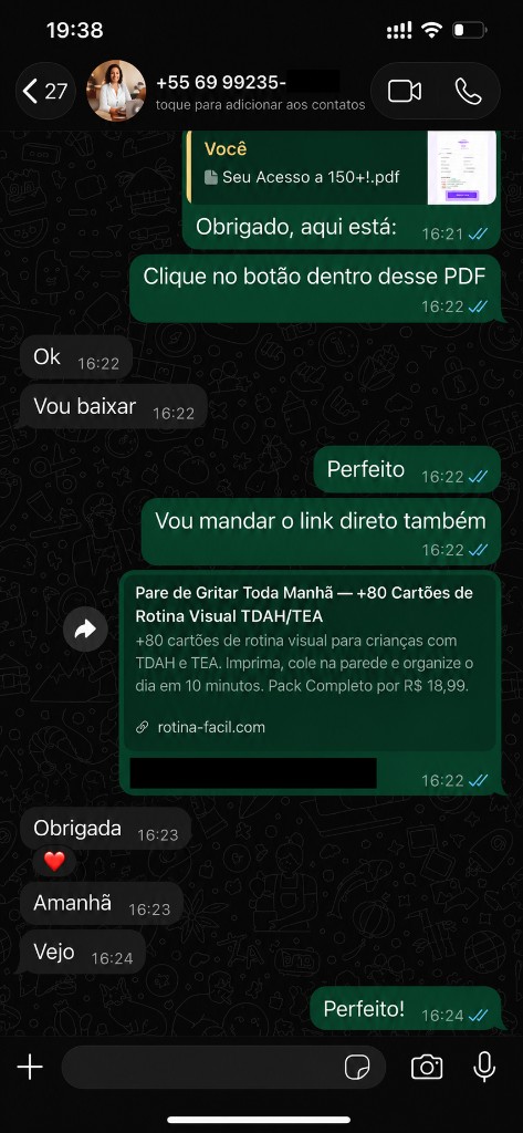 Comprovante de pagamento e entrega do material