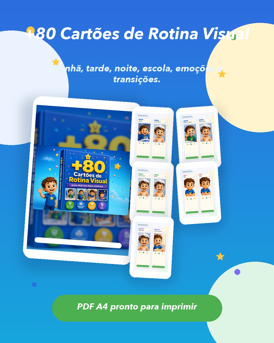 Cartões de rotina visual — tarde