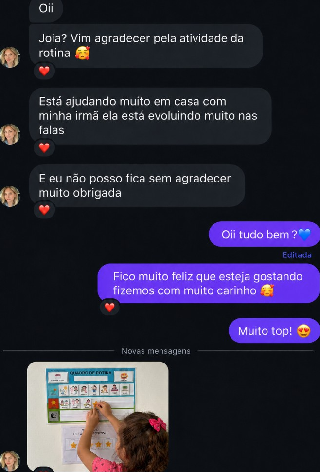 Depoimento de mãe — rotina visual na parede