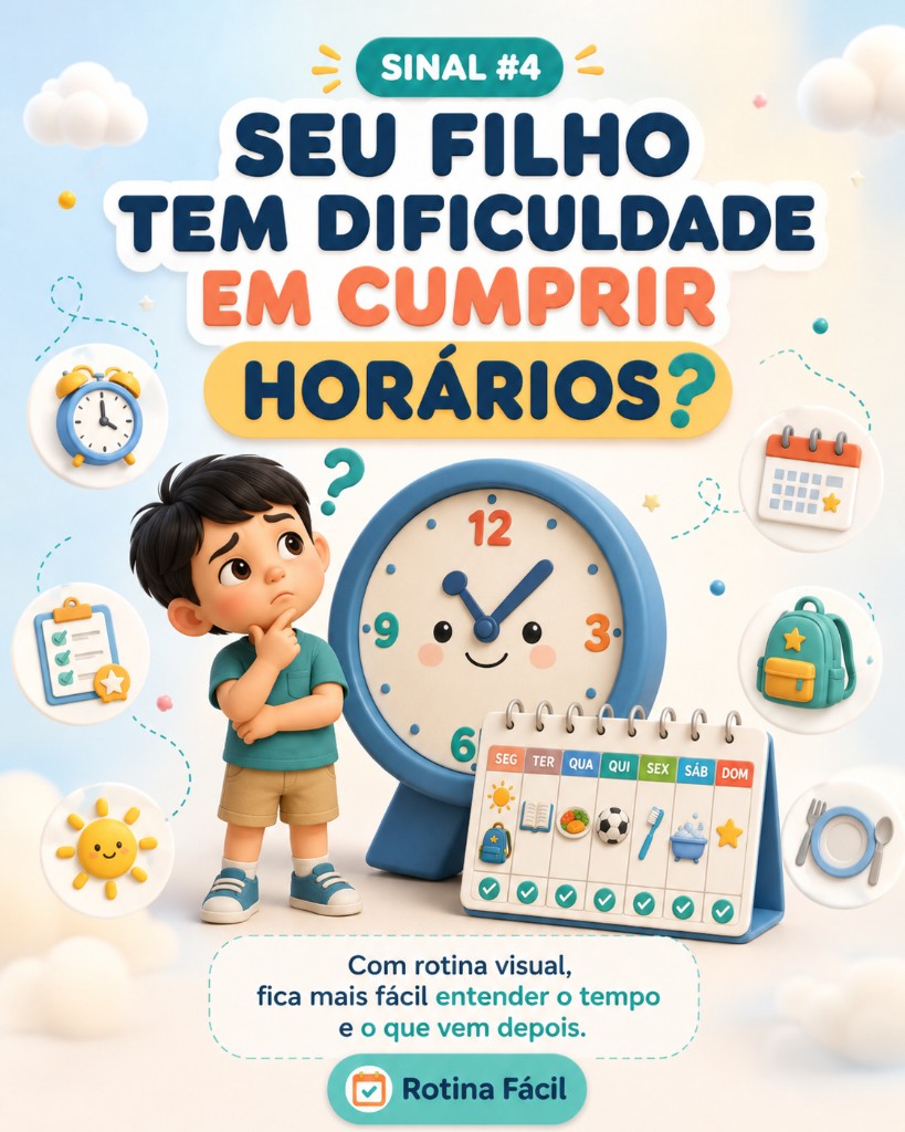 Seu filho tem dificuldade em cumprir horários?