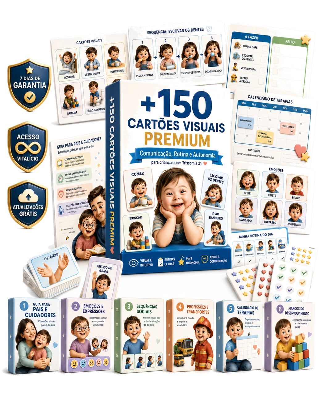 Kit +150 Cartões Visuais Premium - Trissomia 21